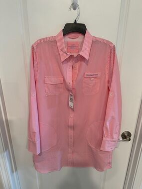 Vineyard Vines Pink and White Striped Performance Coverup